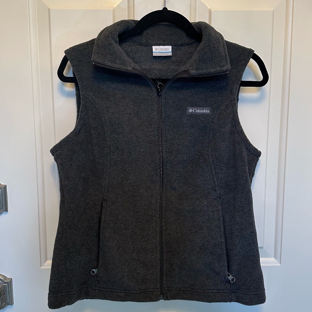 Columbia Benton Springs Charcoal Heather Fleece Vest, Women’s Size M